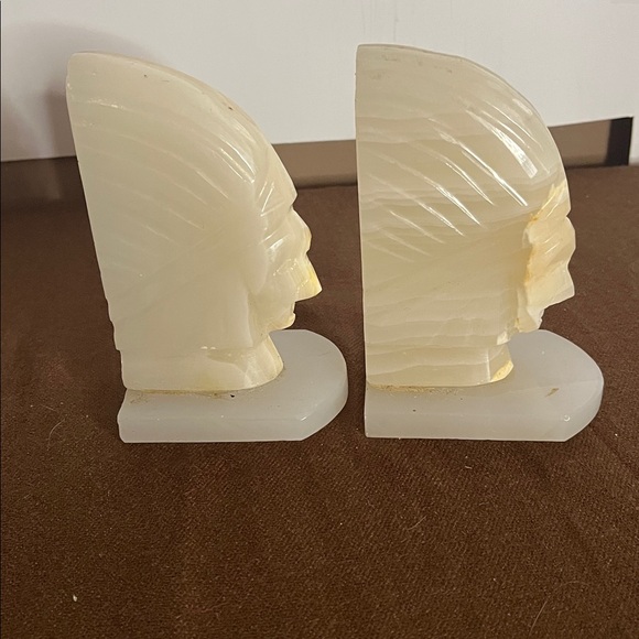 😄Vintage onyx stone Native American carvings bookends - Picture 3 of 8
